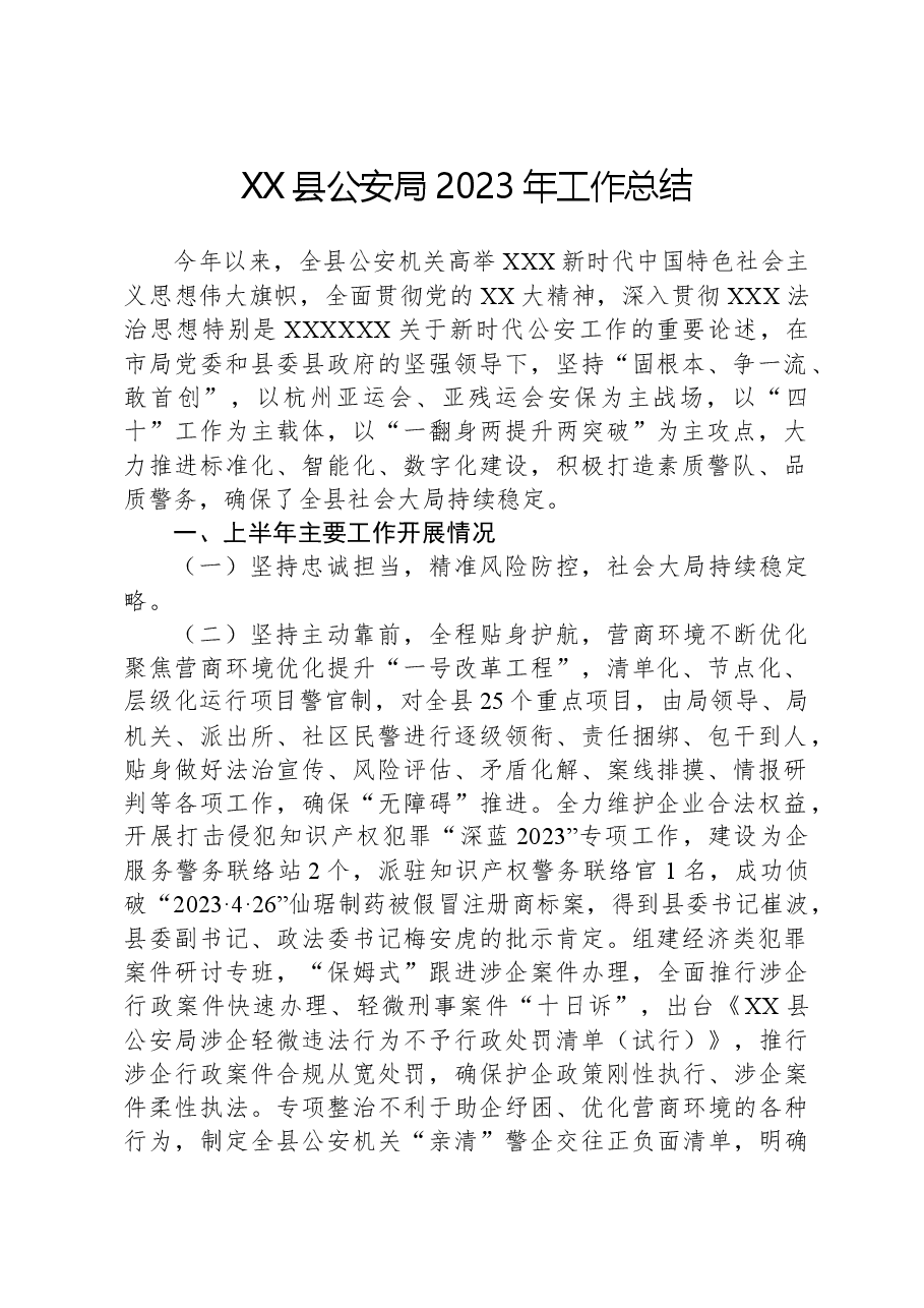 XX县公安局2023年工作总结01.docx,第1页预览