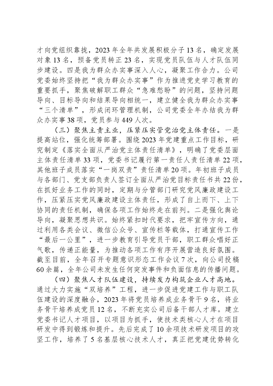 2023年公司党委党建工作总结.docx,第2页预览