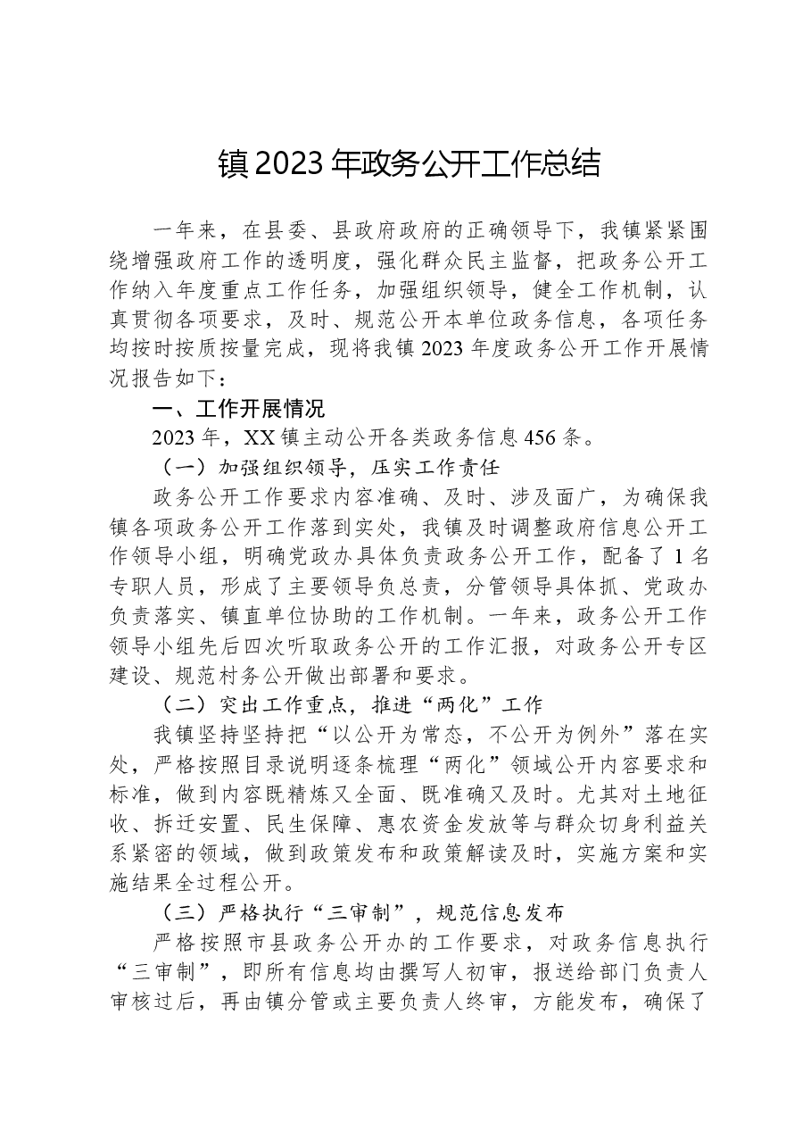 镇2023年政务公开工作总结1220.docx,第1页预览