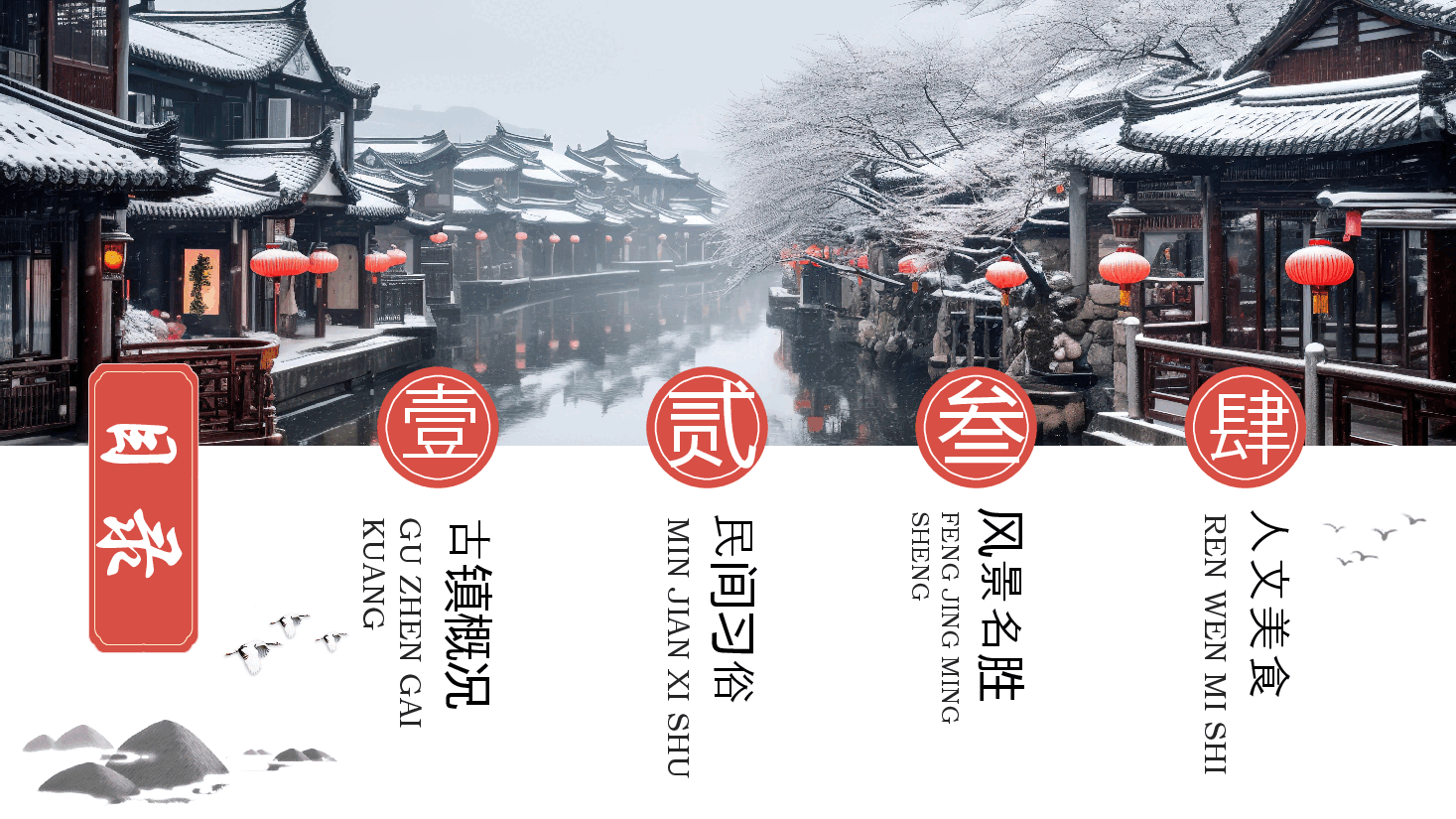 国风古镇冬景旅游宣传PPT模板.pptx,第2页预览