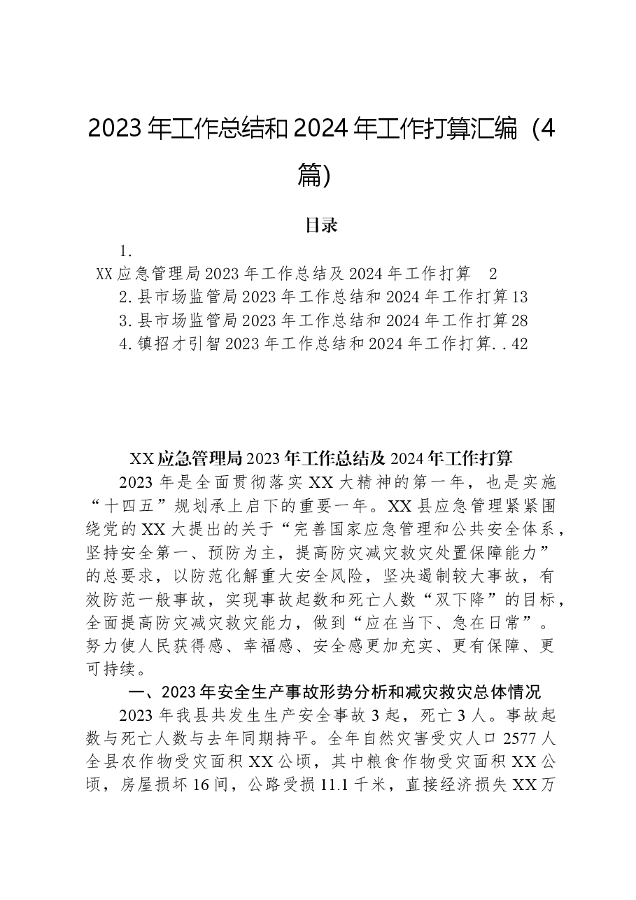 (4篇)2023年工作总结和2024年工作打算汇编.docx,第1页预览