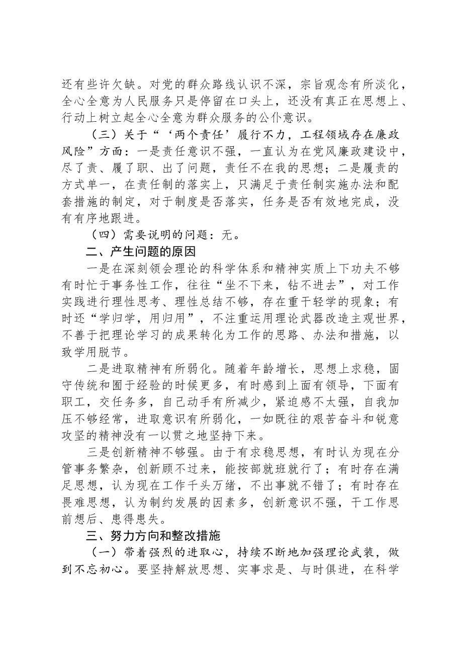 镇长巡视反馈意见整改专题民主生活会个人发言提纲.docx,第2页预览