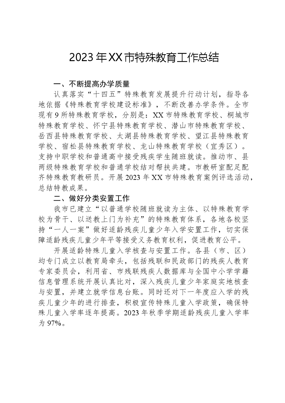 2023年XX市特殊教育工作总结.docx,第1页预览