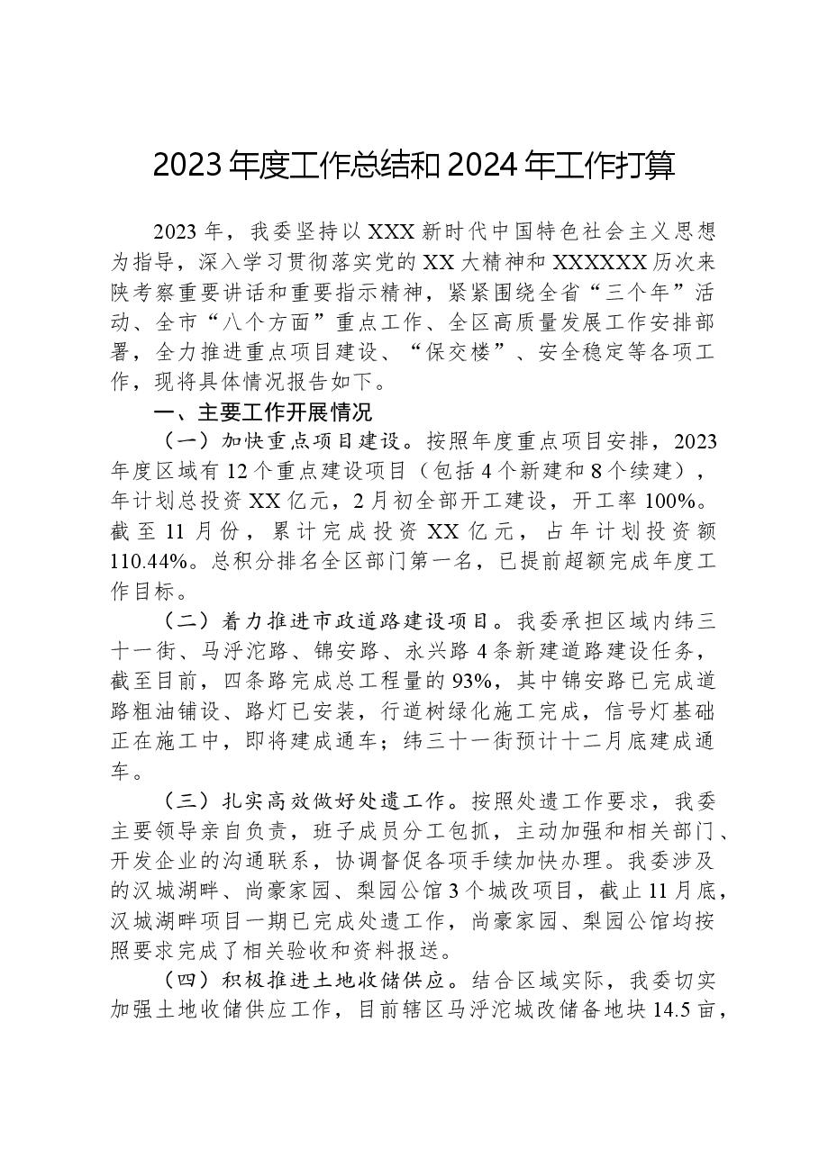 2023年度工作总结和2024年工作打算.docx,第1页预览