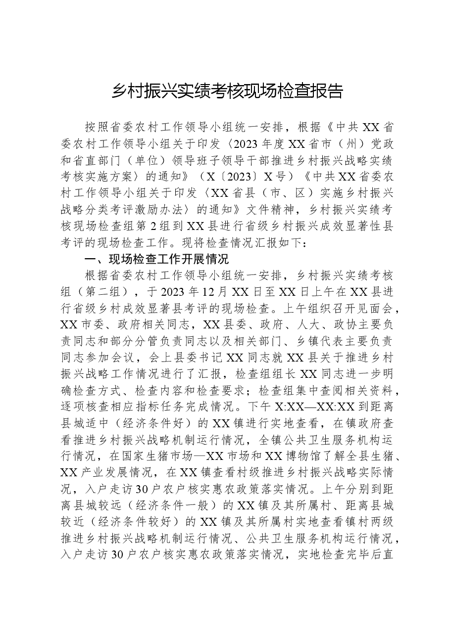 乡村振兴实绩考核现场检查报告.docx，第1页预览