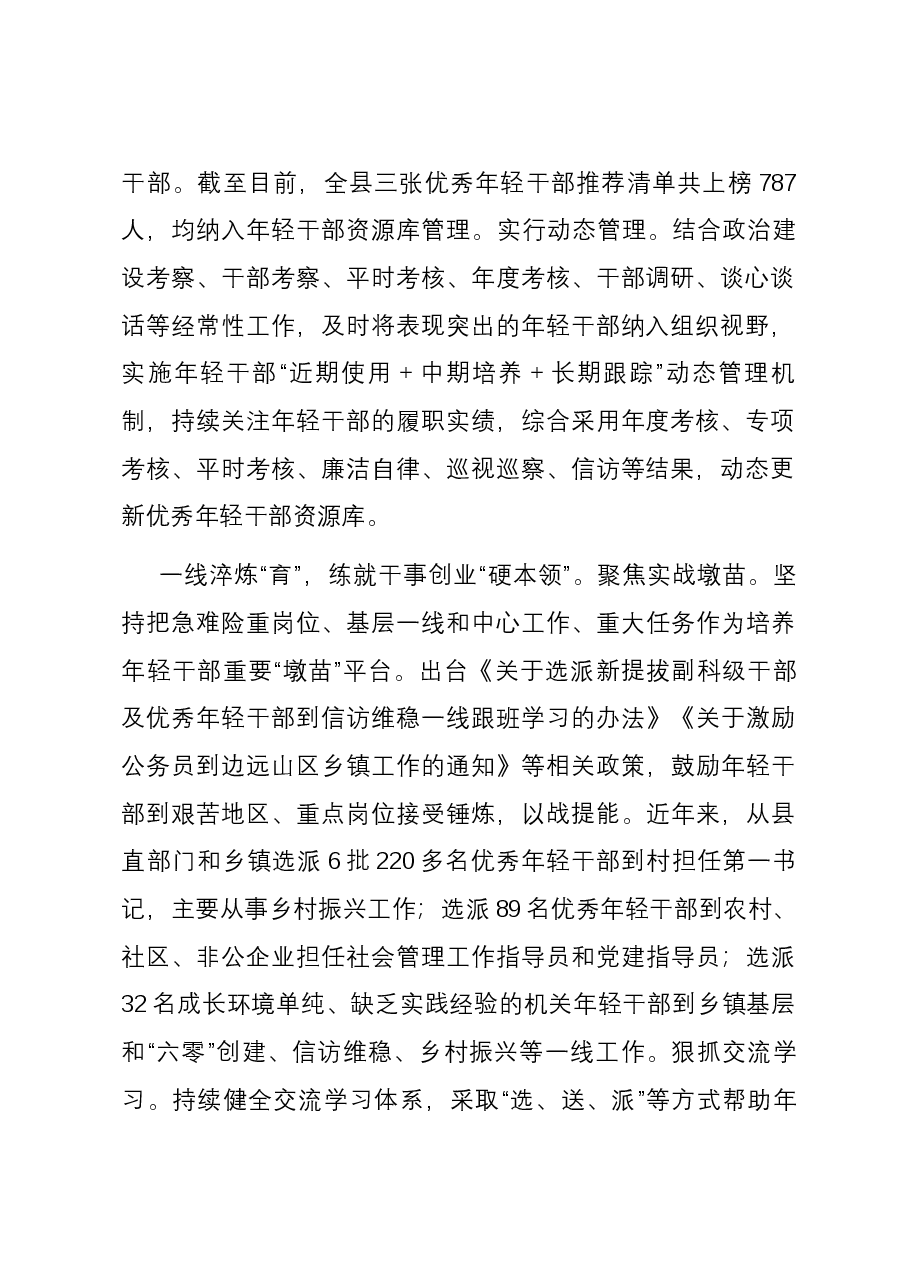 在全市年轻干部选育管用工作推进会上的汇报发言.docx,第2页预览