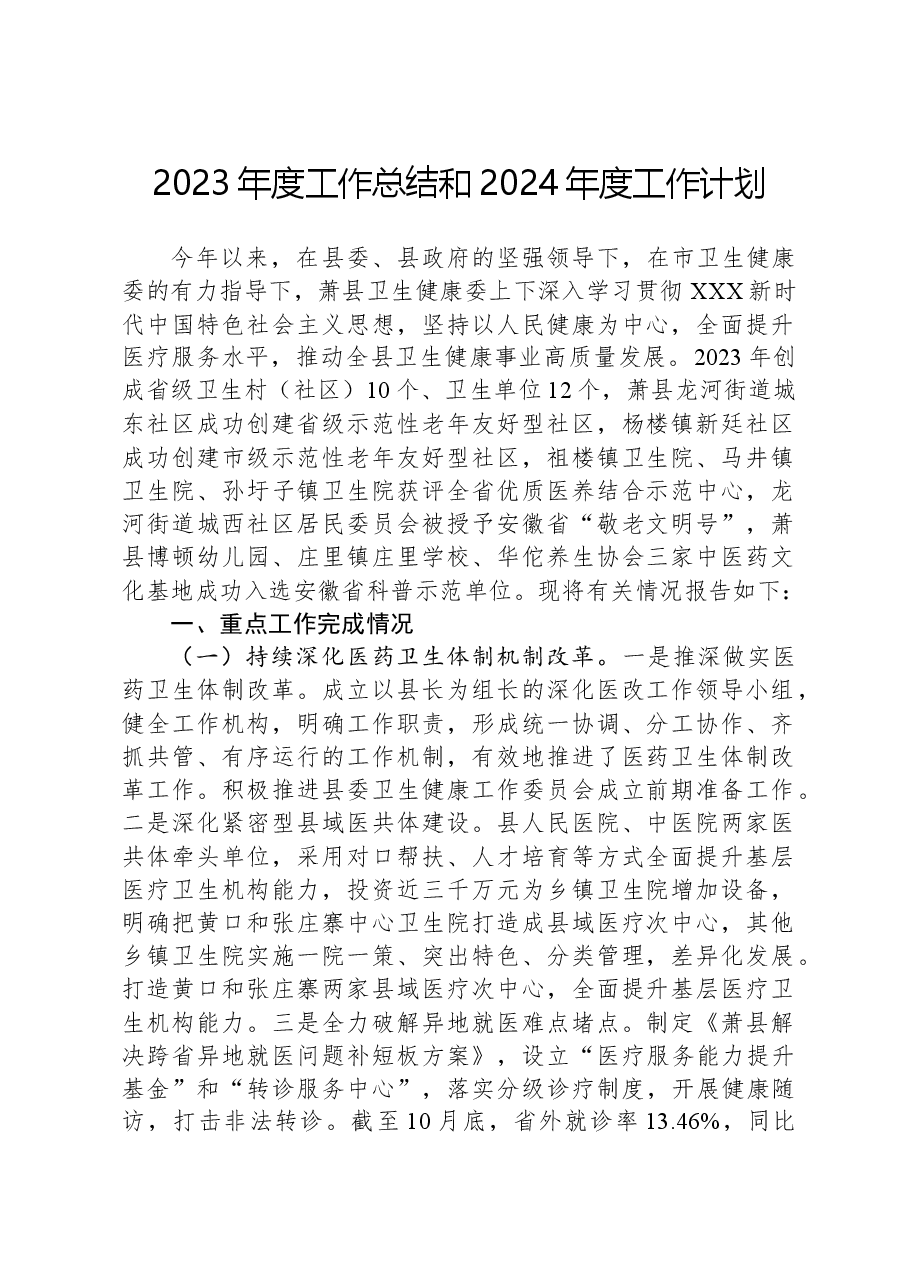 2023年度工作总结和2024年度工作计划.docx,第1页预览