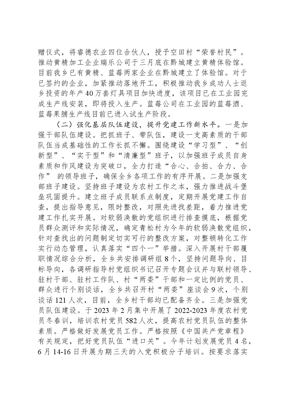 乡党委关于2023年党建工作报告.docx,第2页预览