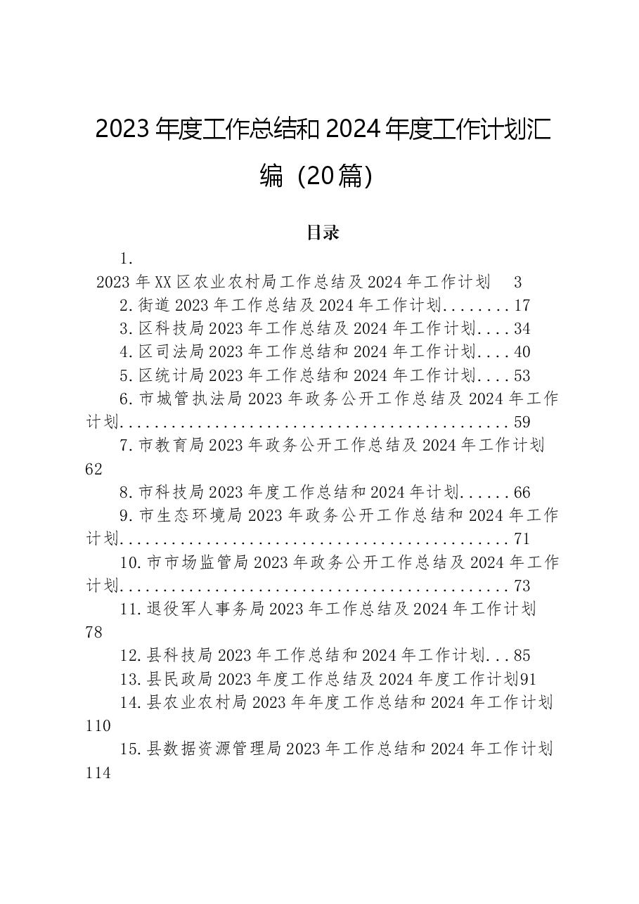 (20篇)2023年度工作总结和2024年度工作计划汇编.docx,第1页预览