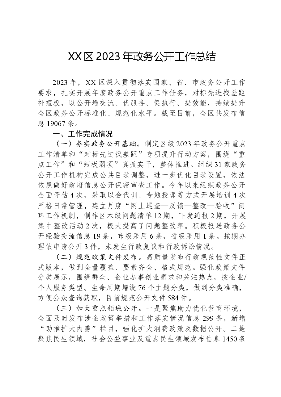 XX区2023年政务公开工作总结.docx,第1页预览
