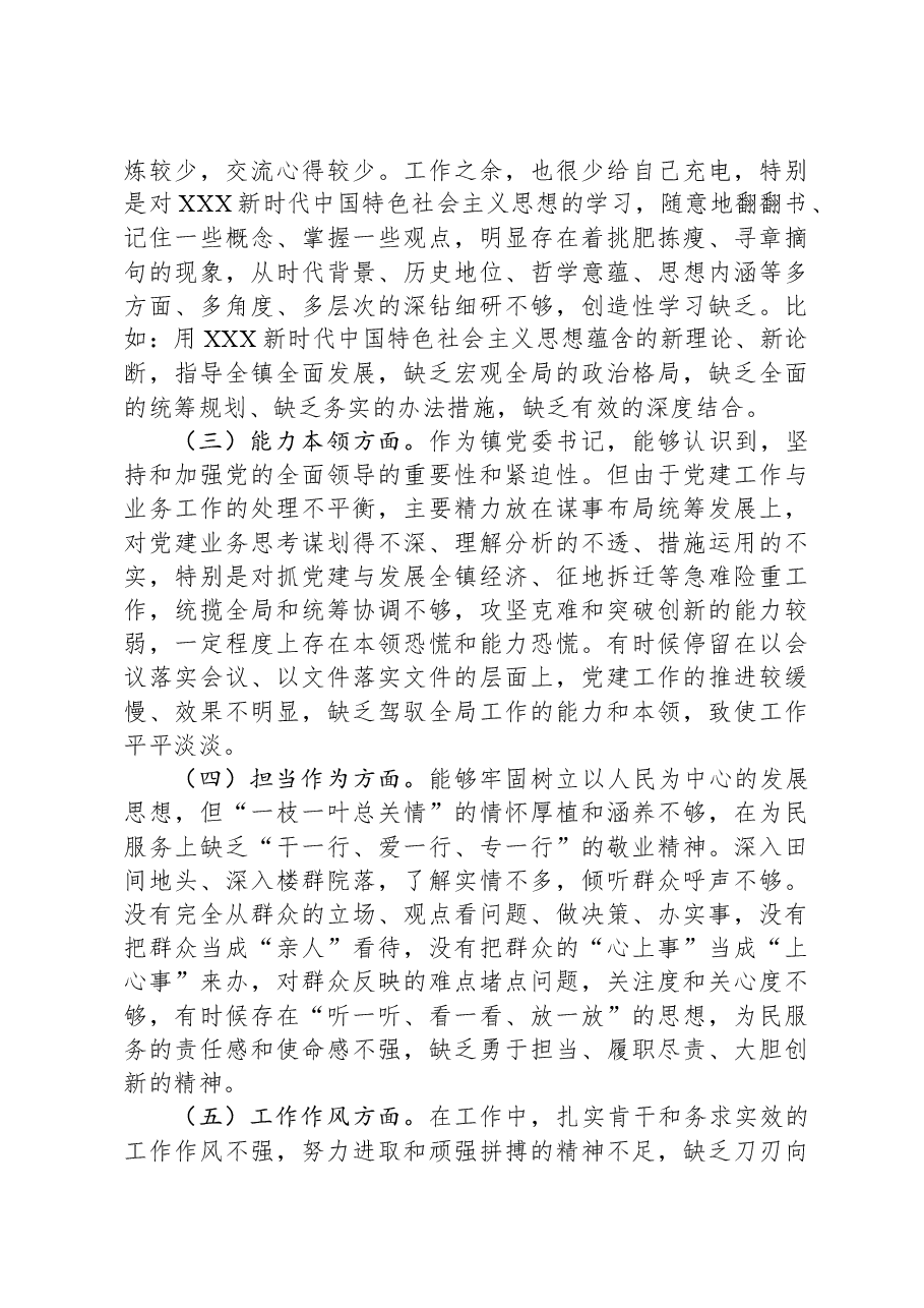 镇党委书记2023年专题民主生活会个人对照检查材料.docx,第2页预览