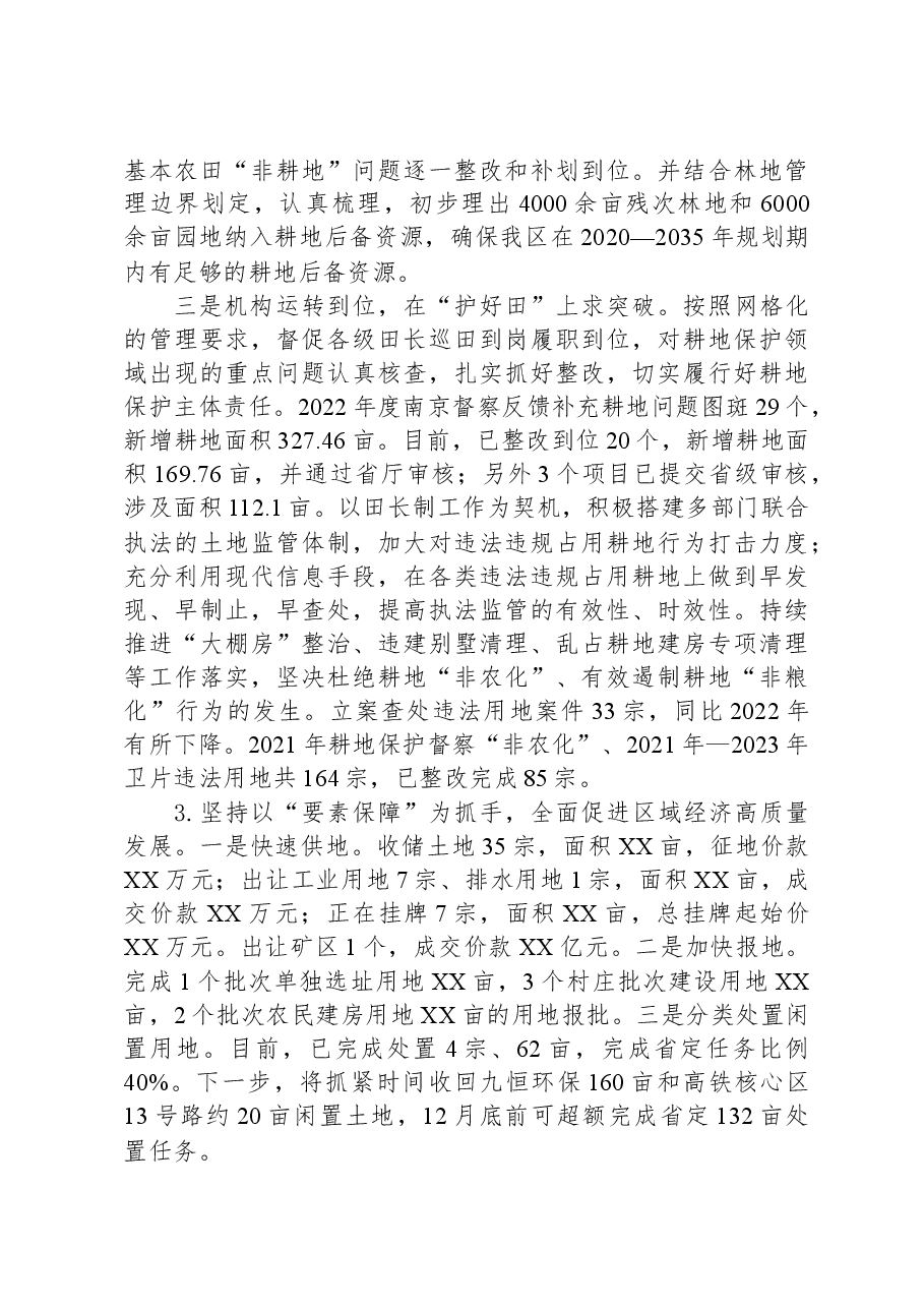 市自然资源局XX区分局2023年工作总结及2024年工作计划.docx,第3页预览