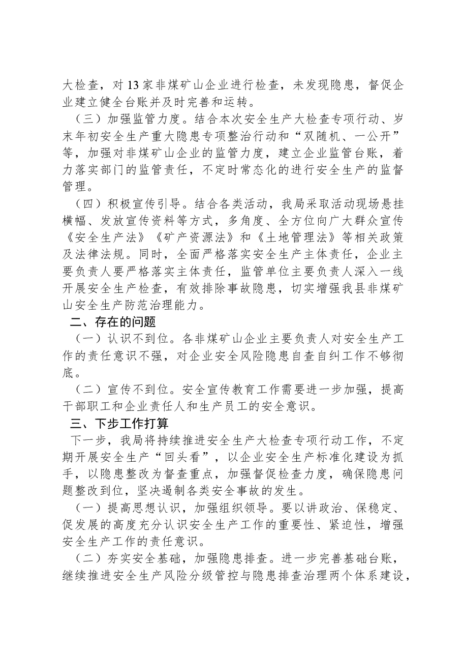 关于安全生产大检查专项行动工作总结的报告.docx,第2页预览