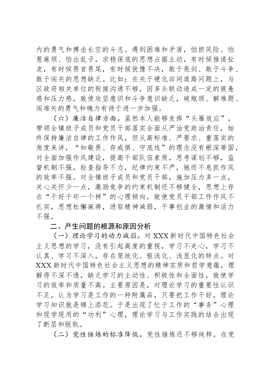 镇党委书记2023年专题民主生活会个人对照检查材料.docx,第3页预览