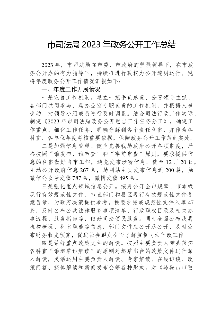 市司法局2023年政务公开工作总结01.docx,第1页预览