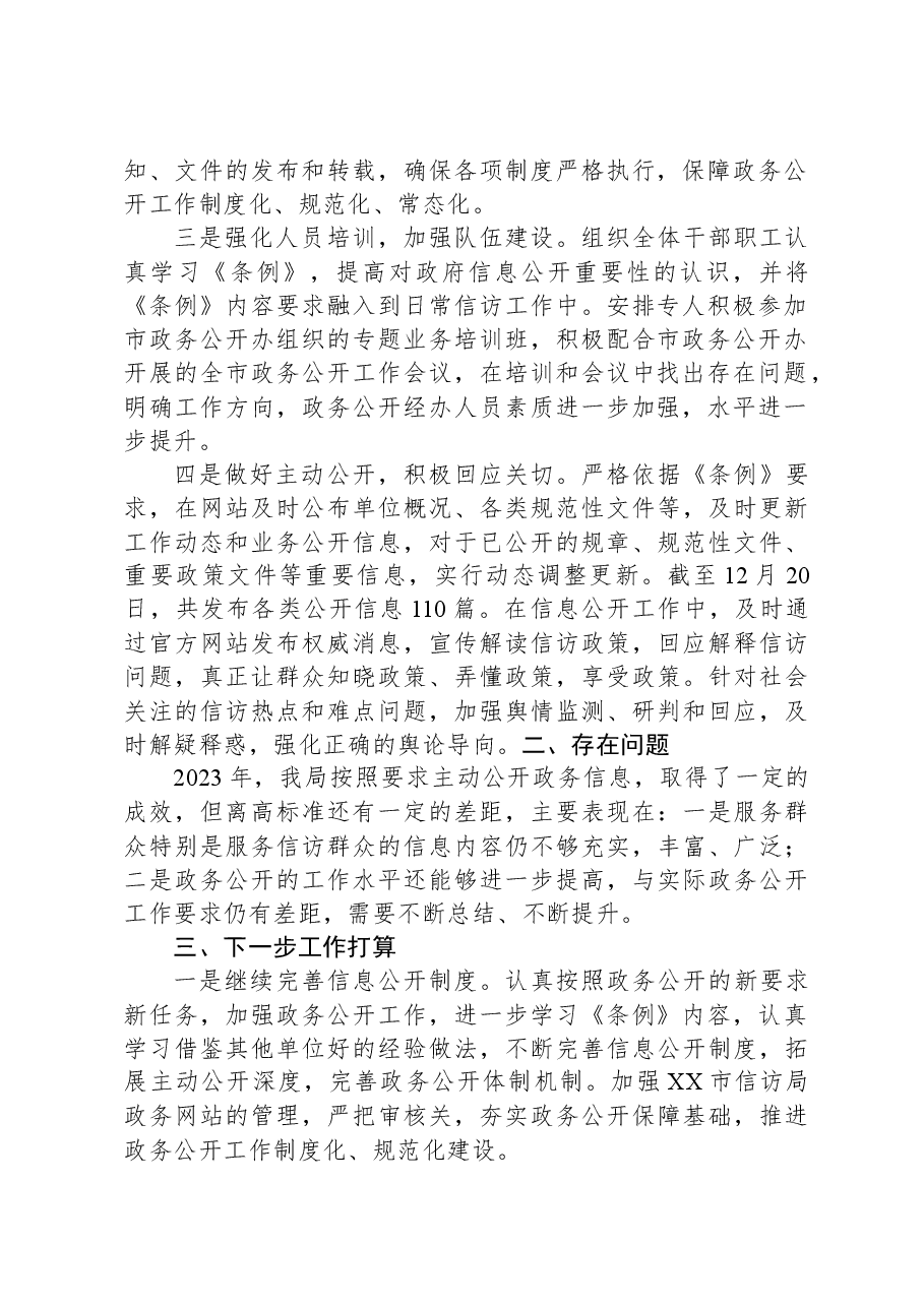 市信访局2023年政务公开工作总结.docx,第2页预览