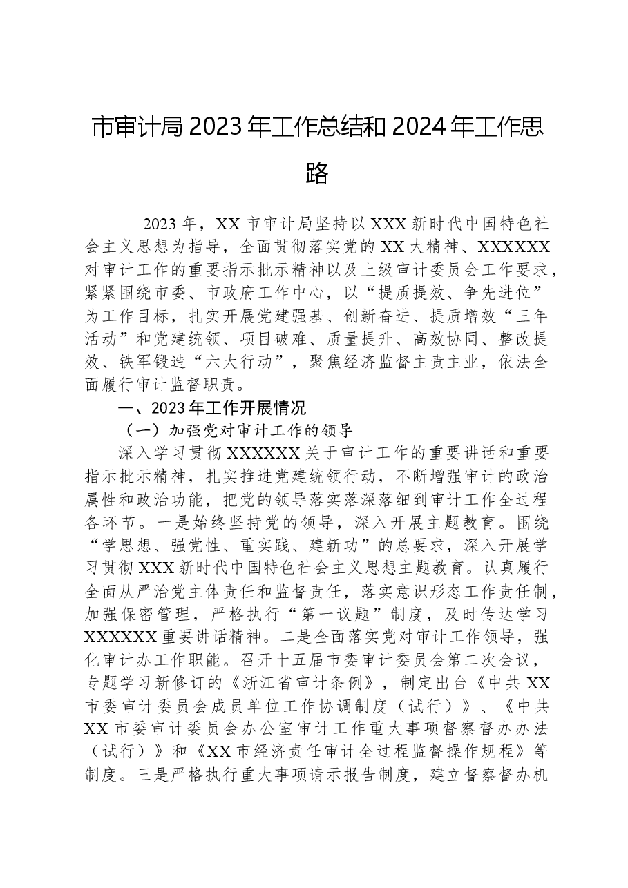 市审计局2023年工作总结和2024年工作思路01.docx,第1页预览