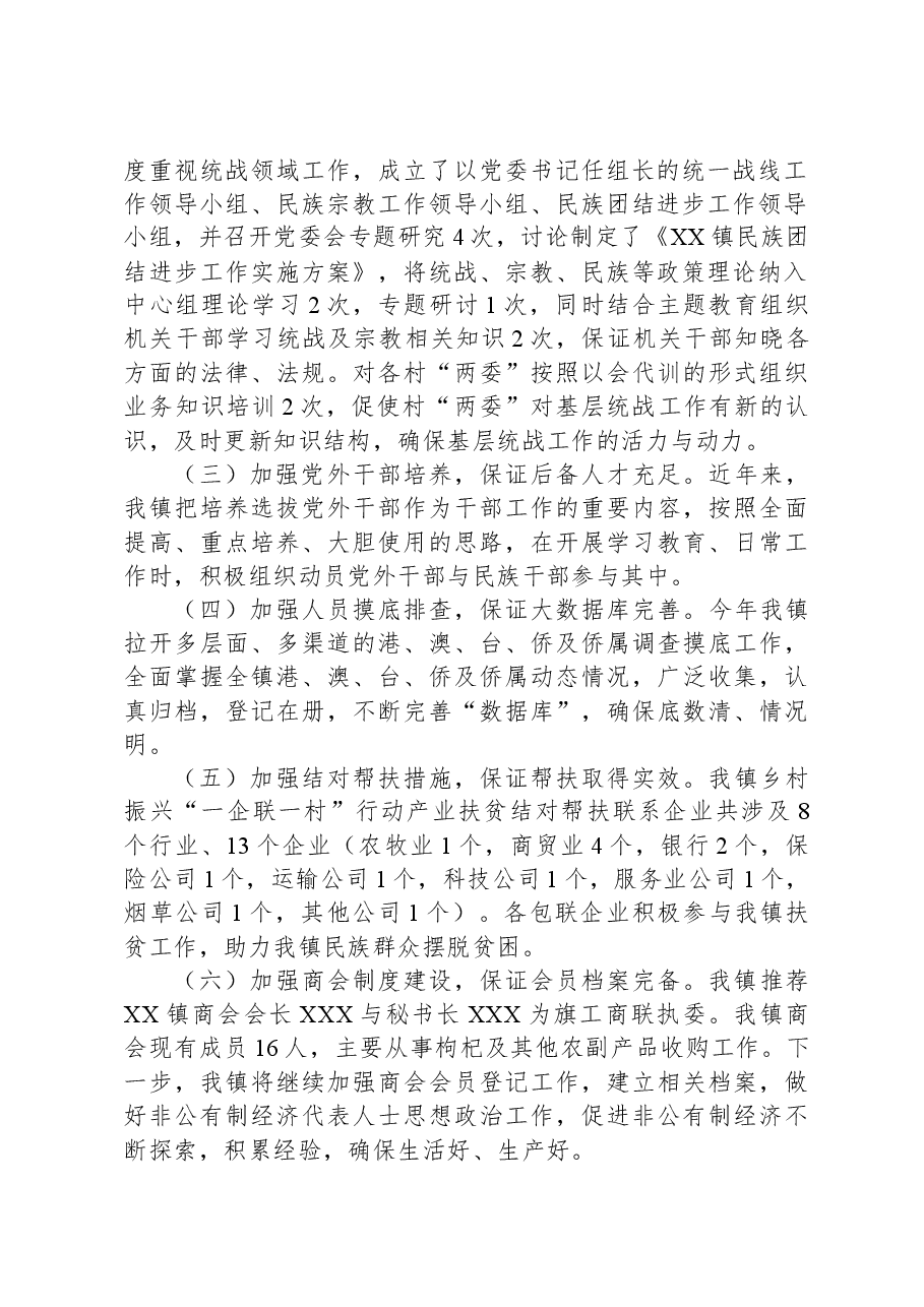 2023年XX镇统战工作汇报材料.docx,第2页预览