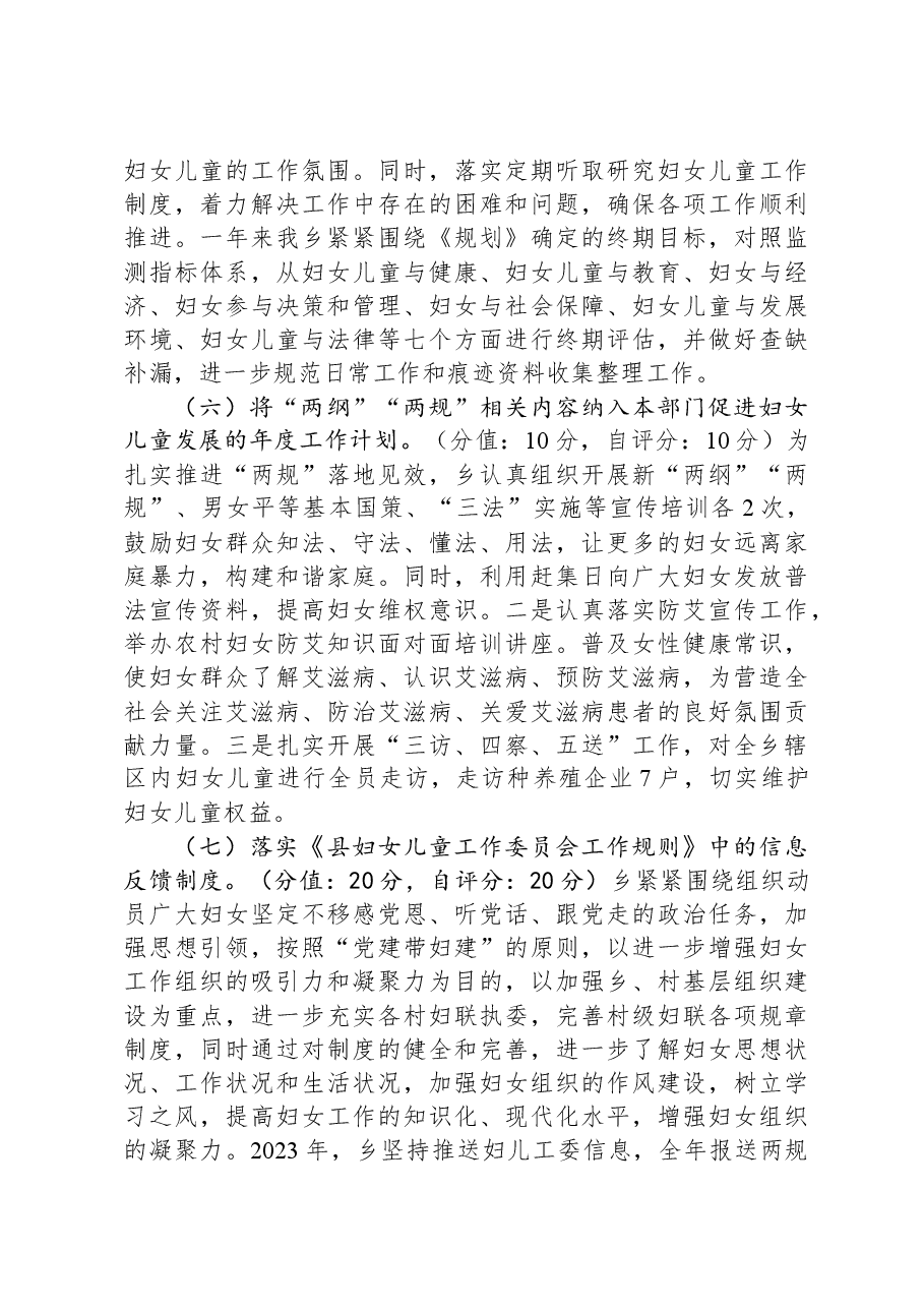 乡妇联2023年度大比拼目标考核自检自查报告.docx,第4页预览