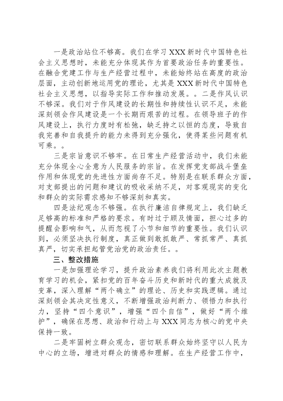 党支部班子2023年主题教育组织生活会对照检查材料.docx，第4页预览
