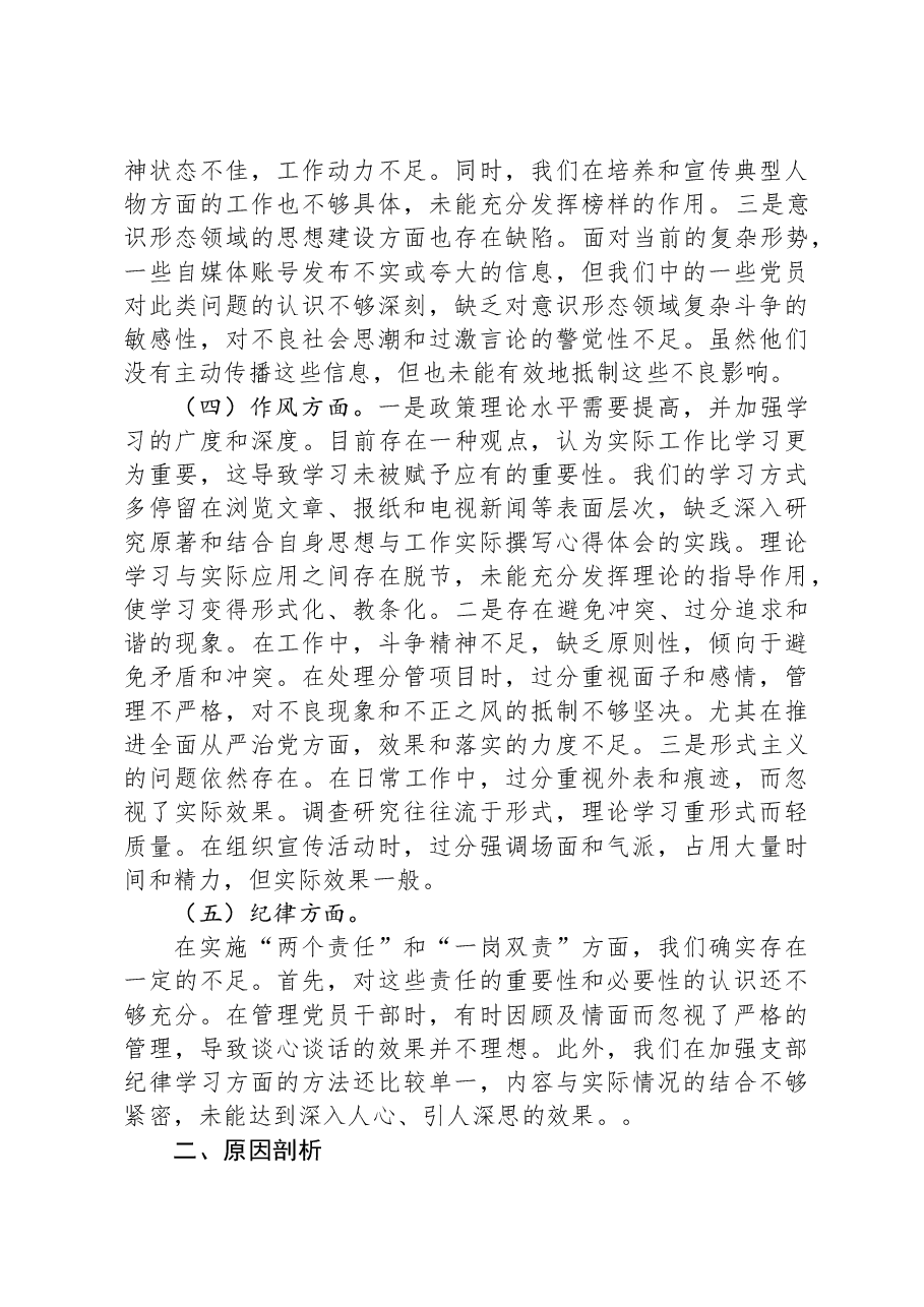 党支部班子2023年主题教育组织生活会对照检查材料.docx，第3页预览