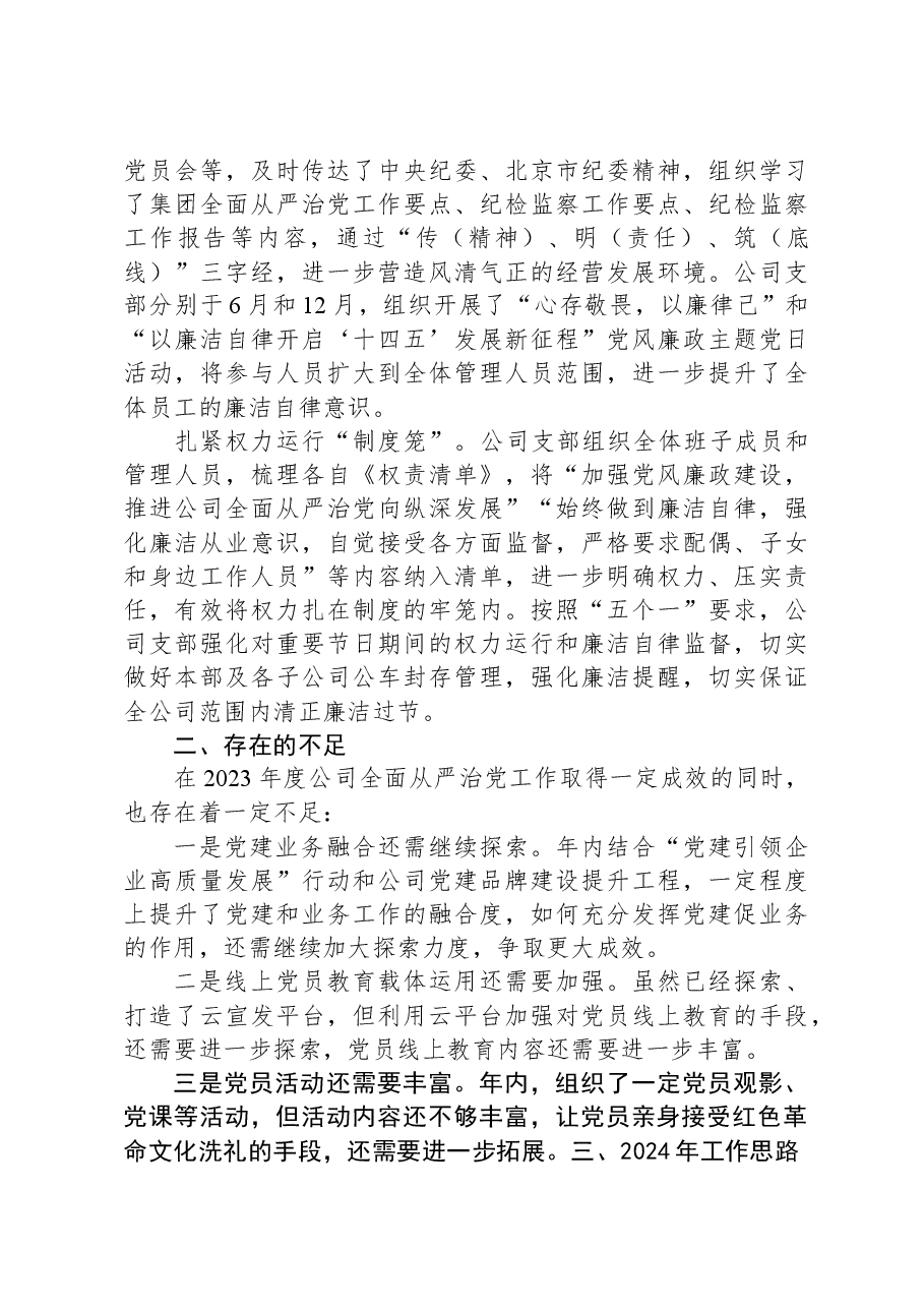 国企公司党支部2023年度全面从严治党(党建)工作报告.docx,第4页预览