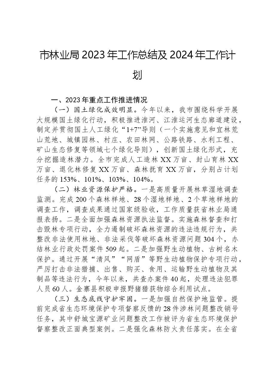 市林业局2023年工作总结及2024年工作计划01.docx,第1页预览