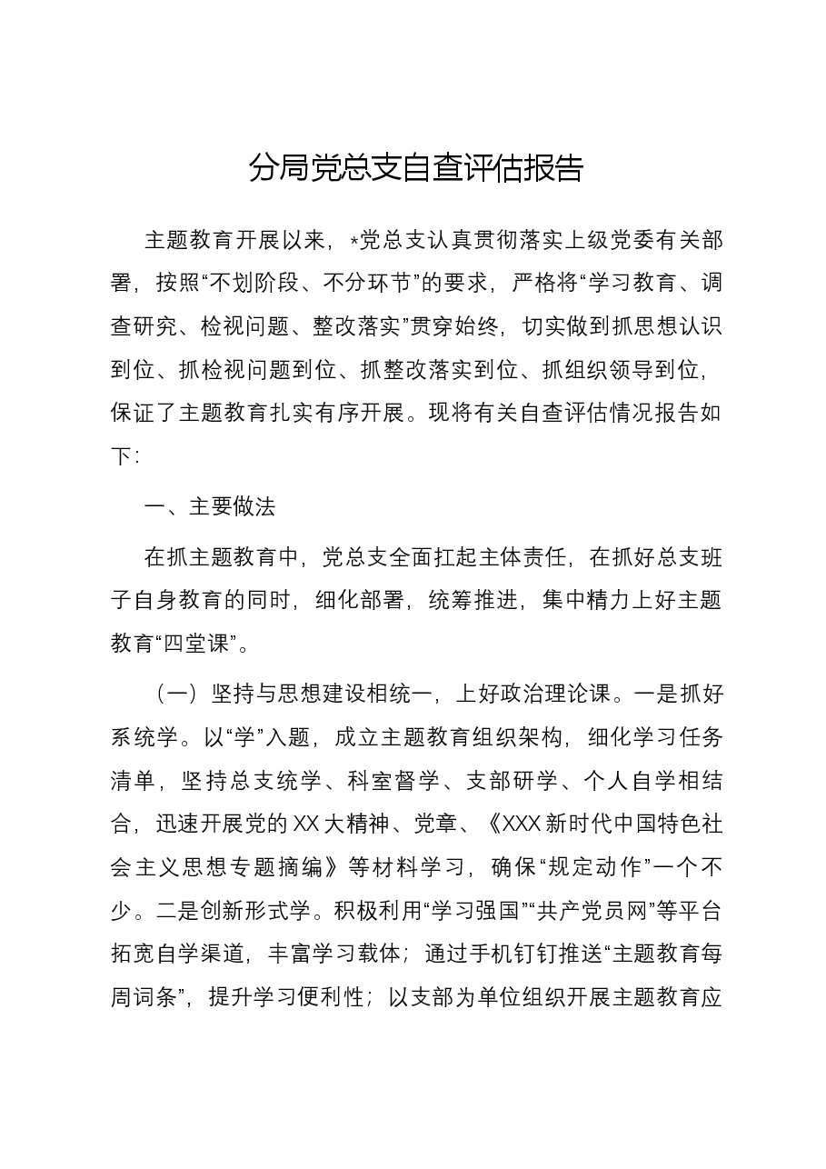 分局党总支自查评估报告.docx,第1页预览