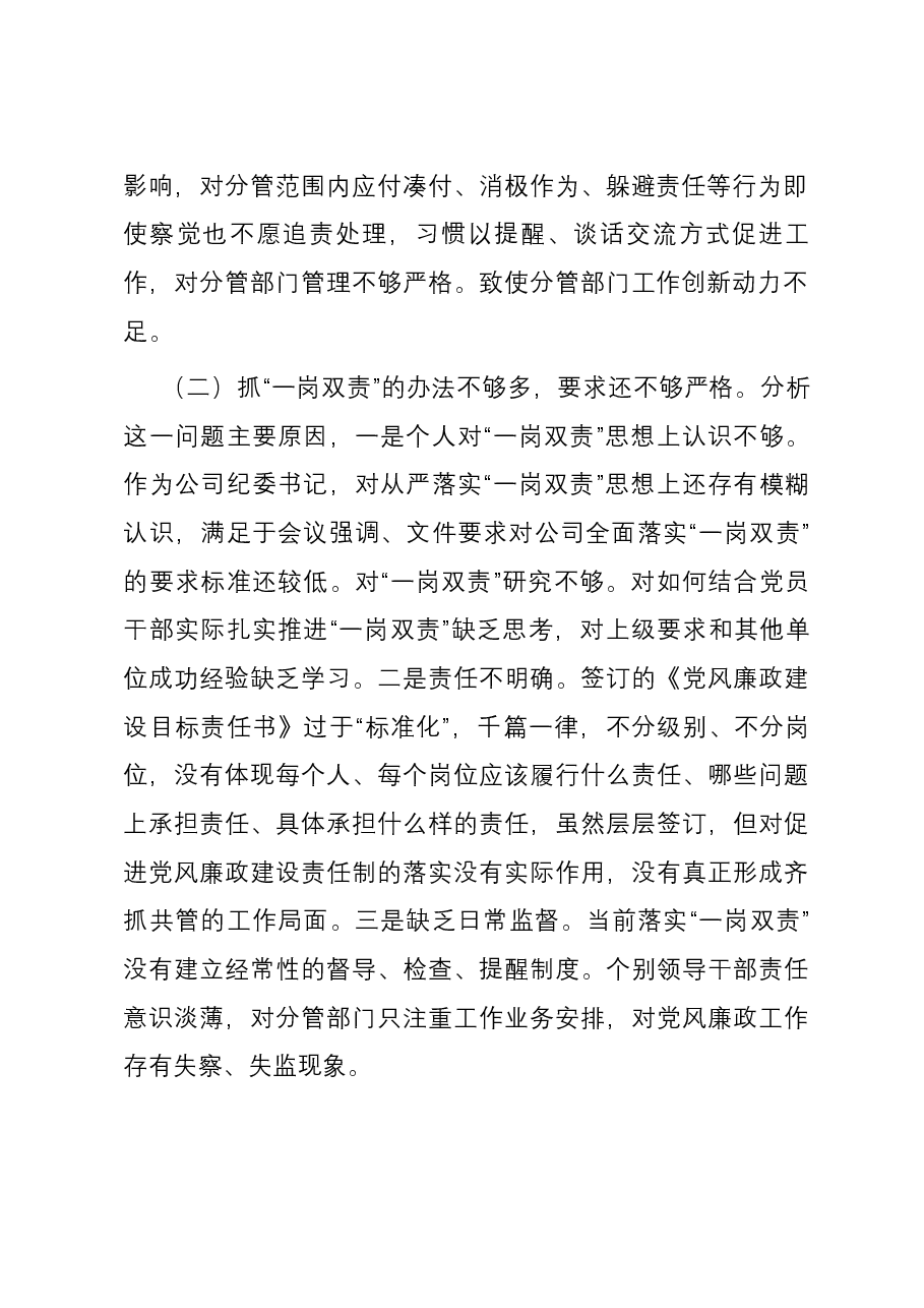 公司纪委书记“大学习大调研大改进”个人摆查发言材料.docx,第2页预览