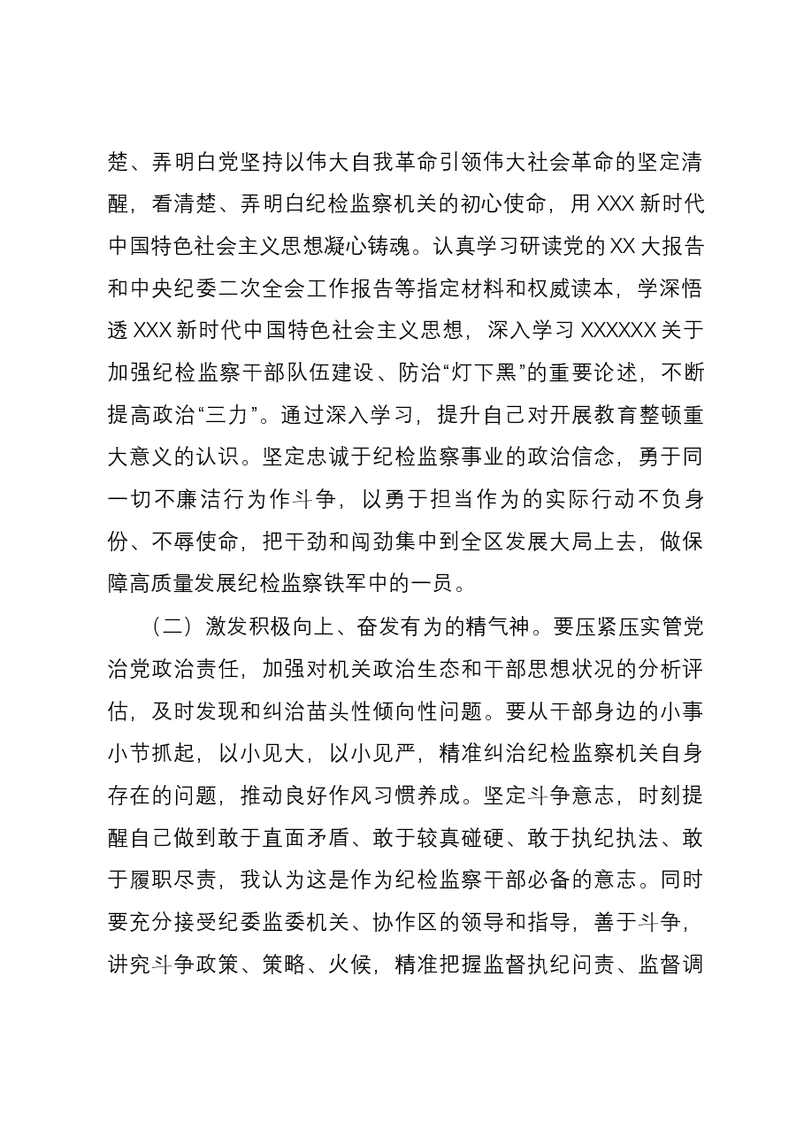 纪检监察干部队伍教育整顿个人党性分析报告01.docx,第2页预览