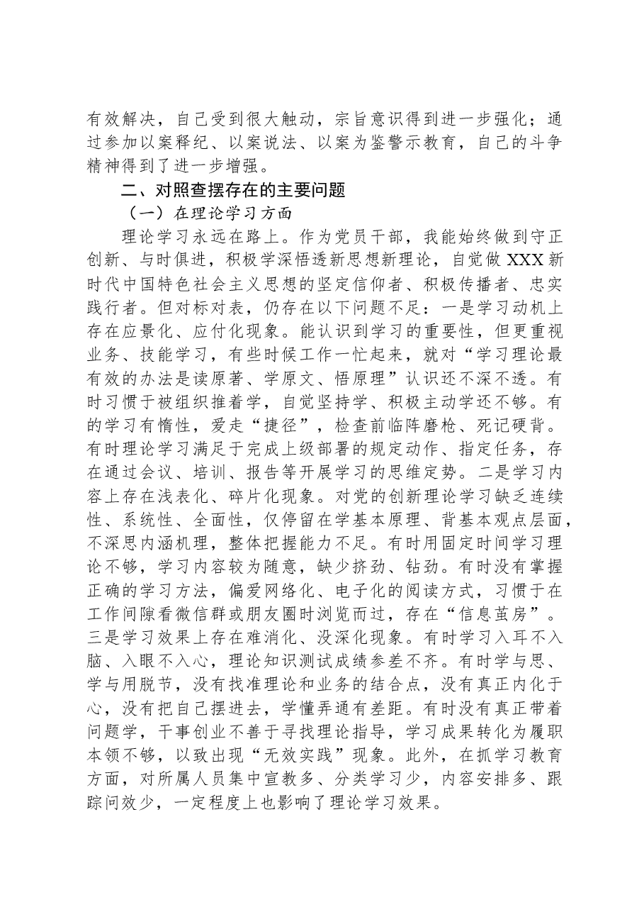 市局班子成员主题教育专题民主生活会对照检查材料.docx，第2页预览