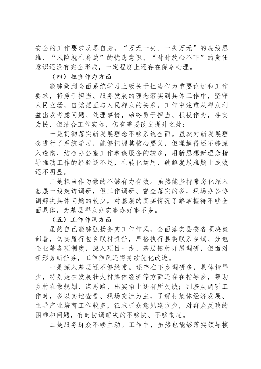 县委常委、办公室主任2023年度专题民主生活会个人对照检查发言提纲.docx,第4页预览