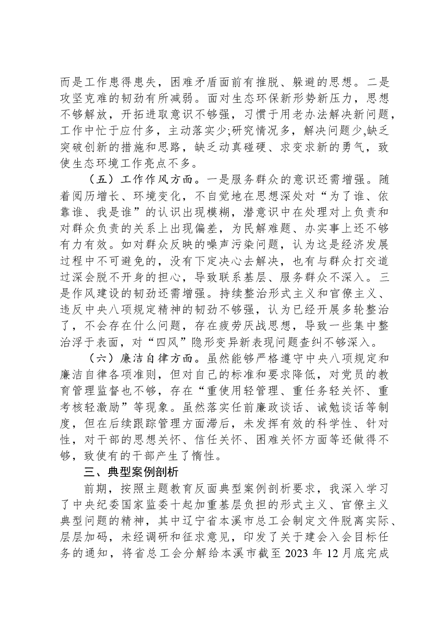市生态环境局党组书记主题教育专题民主生活会对照检查发言提纲.docx，第3页预览