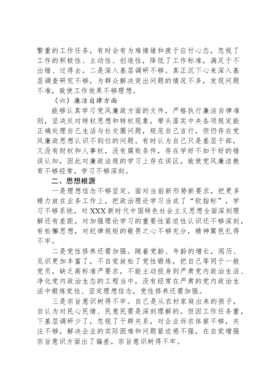 党员干部个人2023年主题教育专题组织生活会对照检查材料.docx,第3页预览
