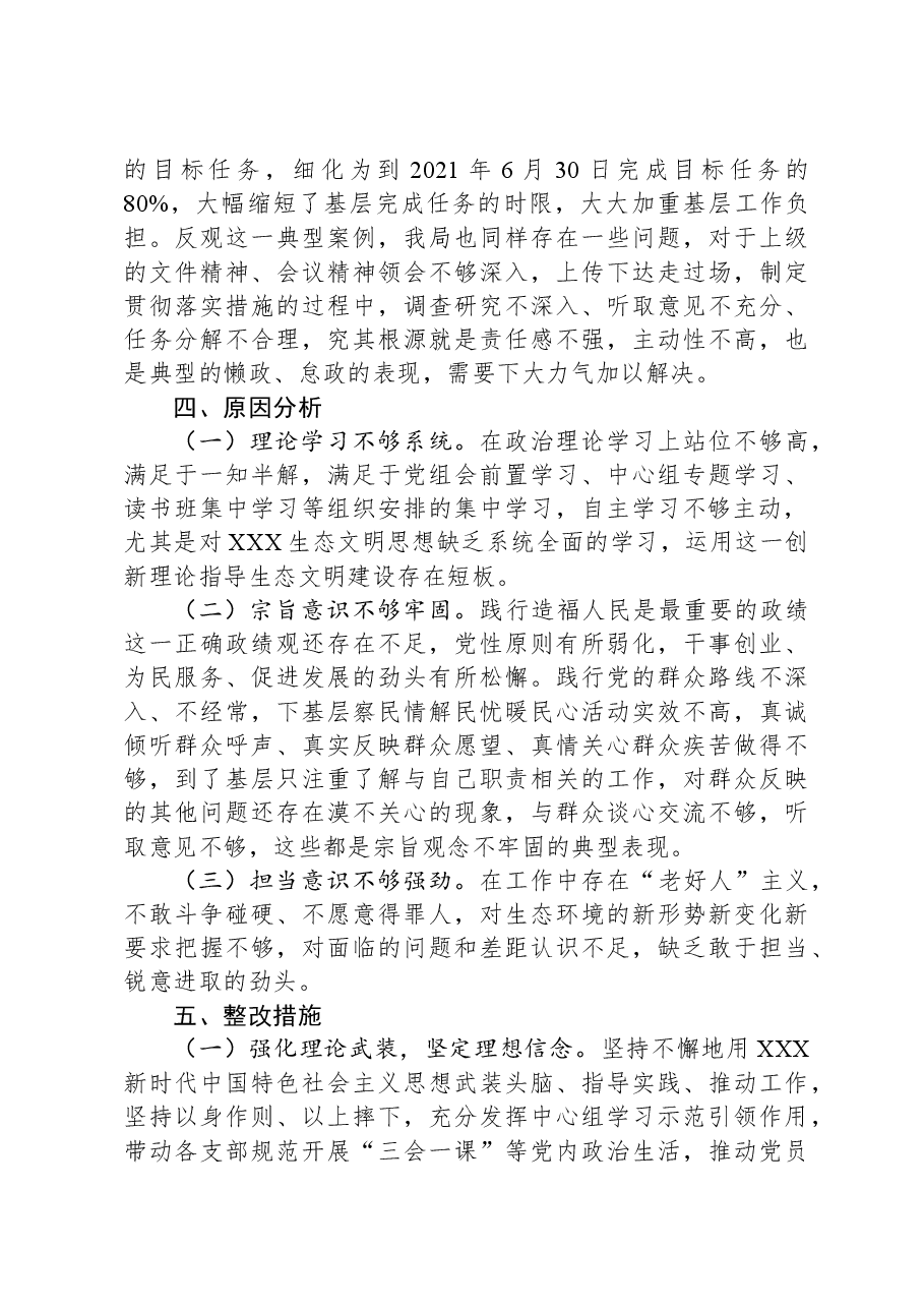 市生态环境局党组书记主题教育专题民主生活会对照检查发言提纲.docx，第4页预览