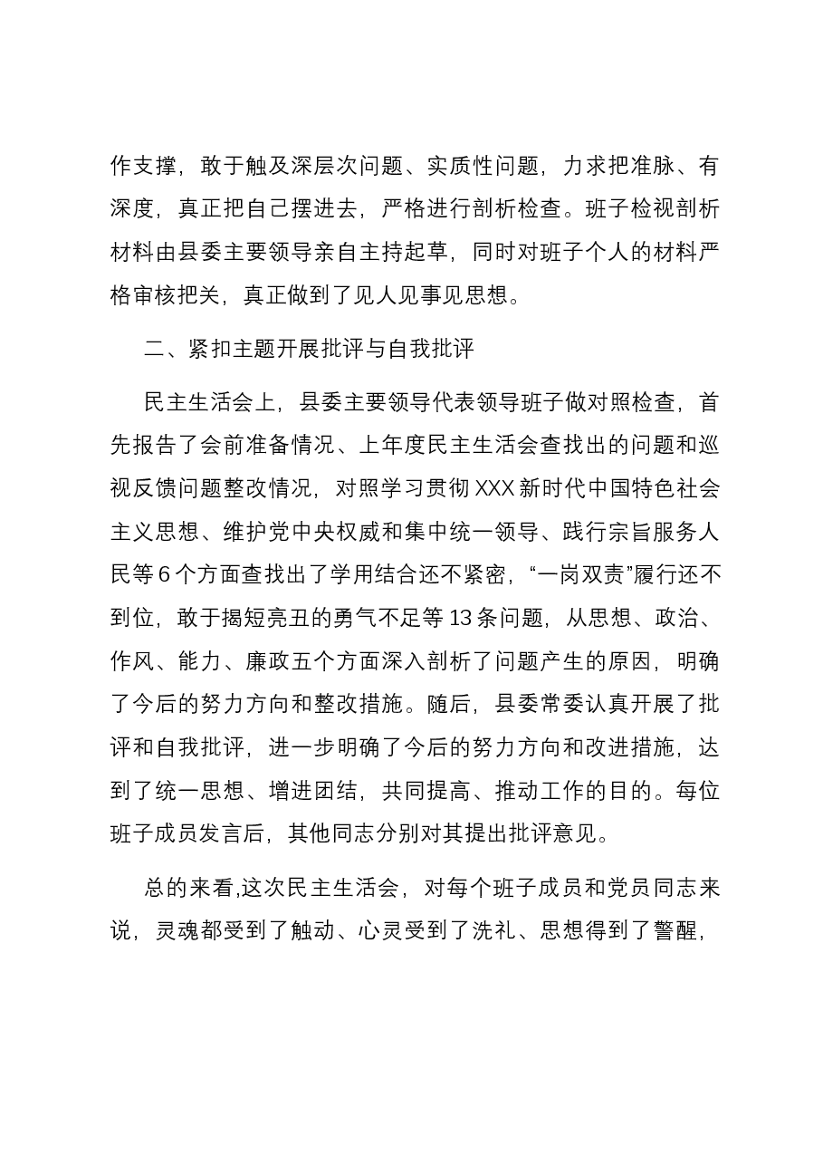 2023年度第二批主题教育专题民主生活会召开情况报告.docx,第4页预览