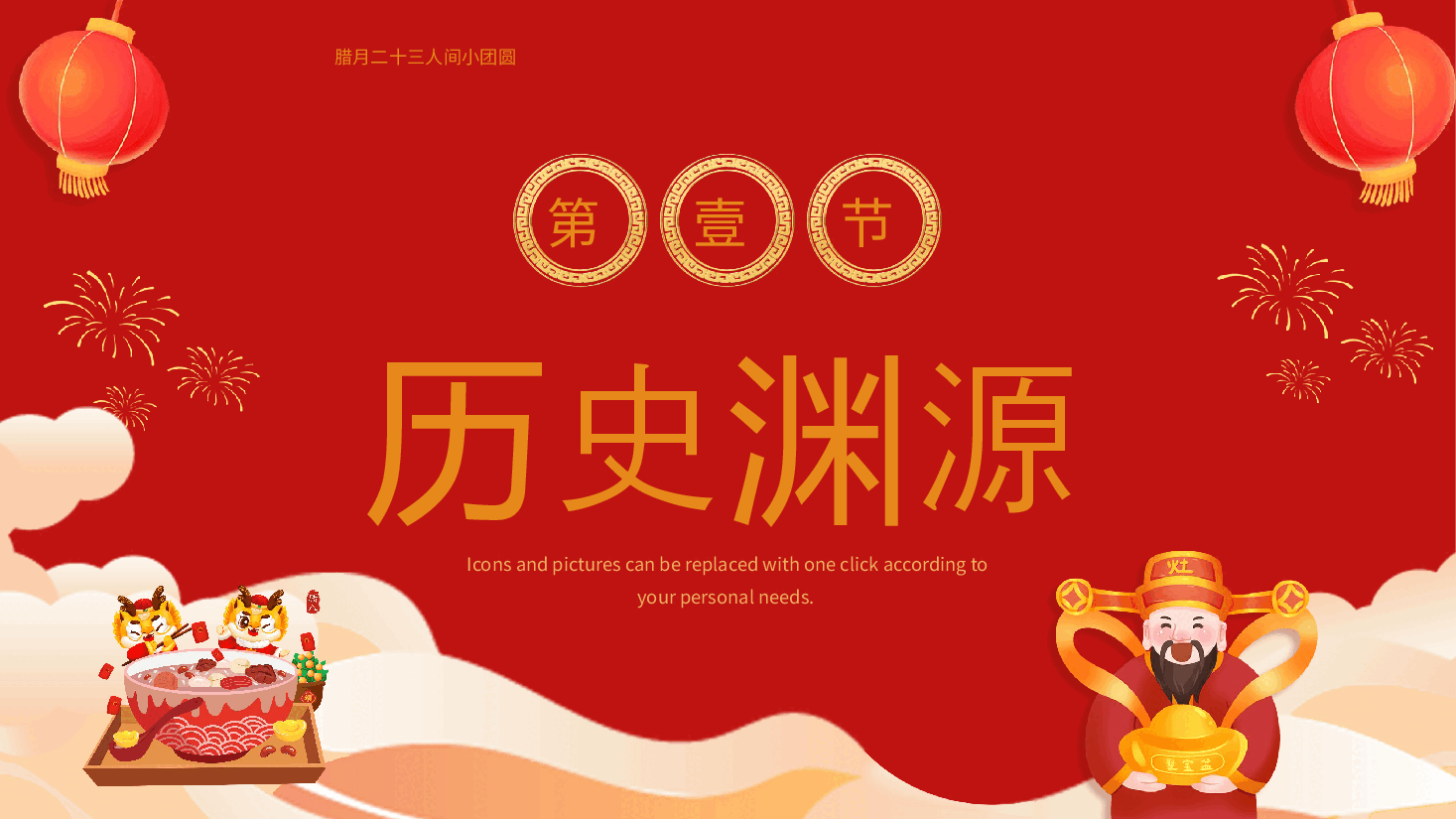 红色喜庆风小年纳福小年习俗PPT模板.pptx,第3页预览