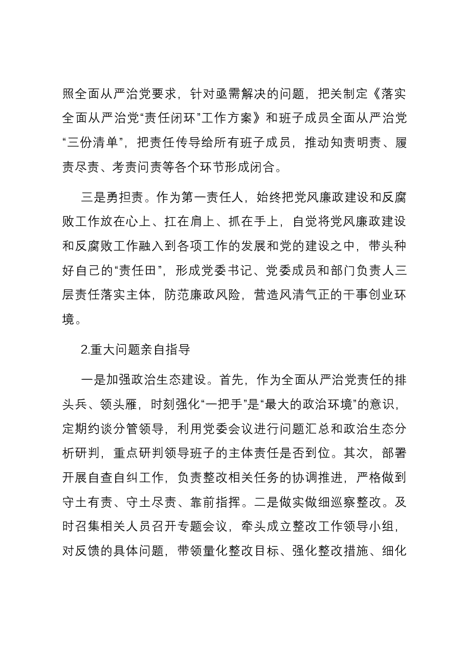 履行全面从严治党第一责任情况报告.docx,第2页预览