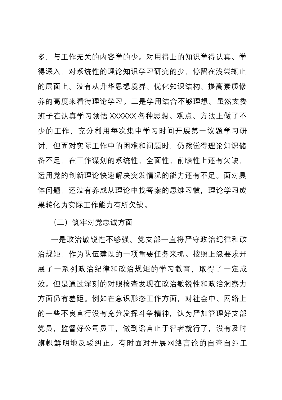 党支部主题教育暨教育整顿专题组织生活会对照检查材料.docx,第2页预览