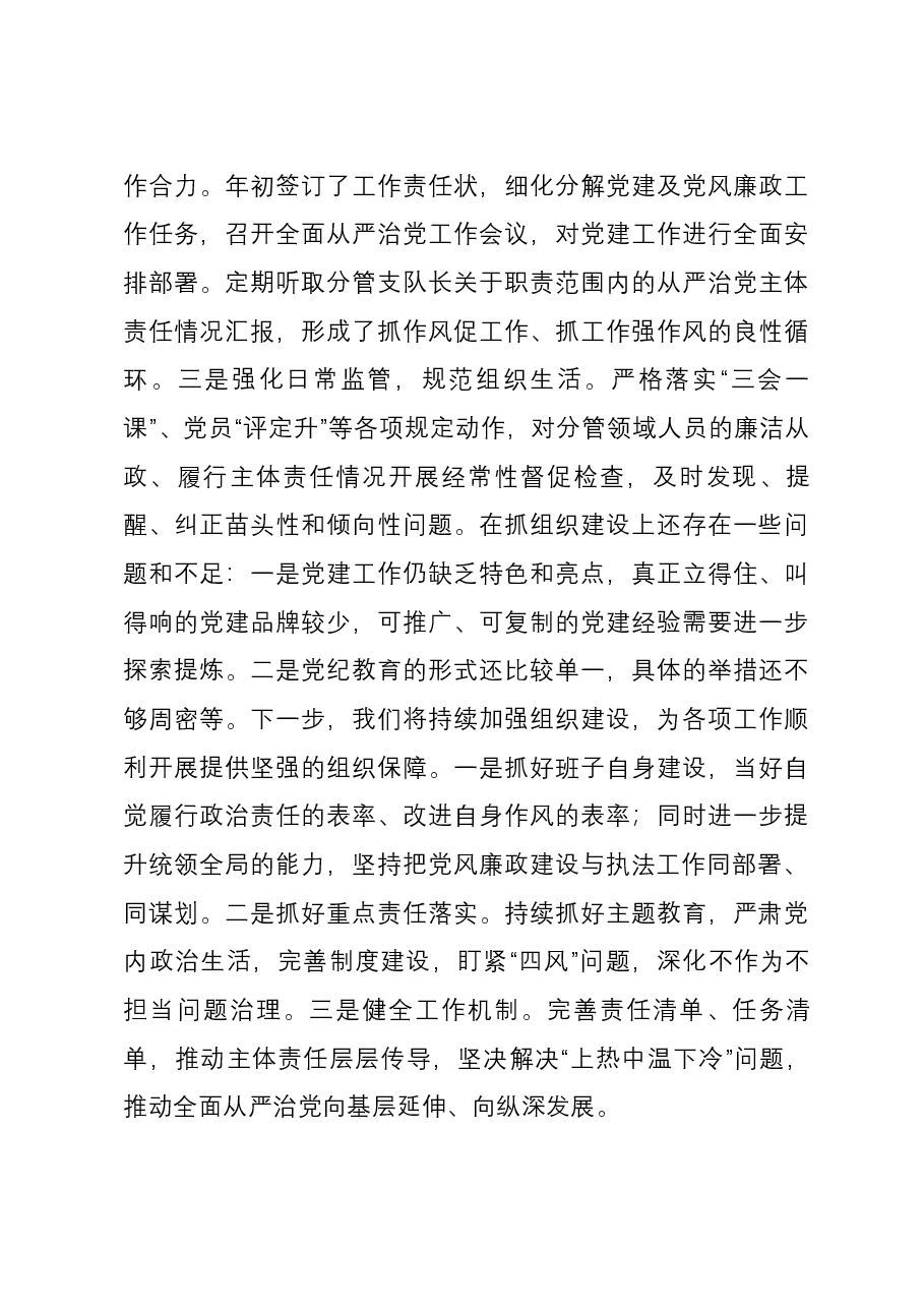 执法支队2023年度落实全面从严治党主体责任述职报告.docx，第4页预览