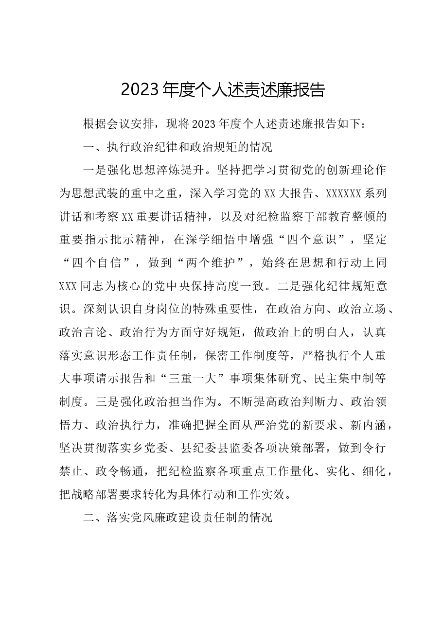 2023年度个人述责述廉报告.doc,第1页预览