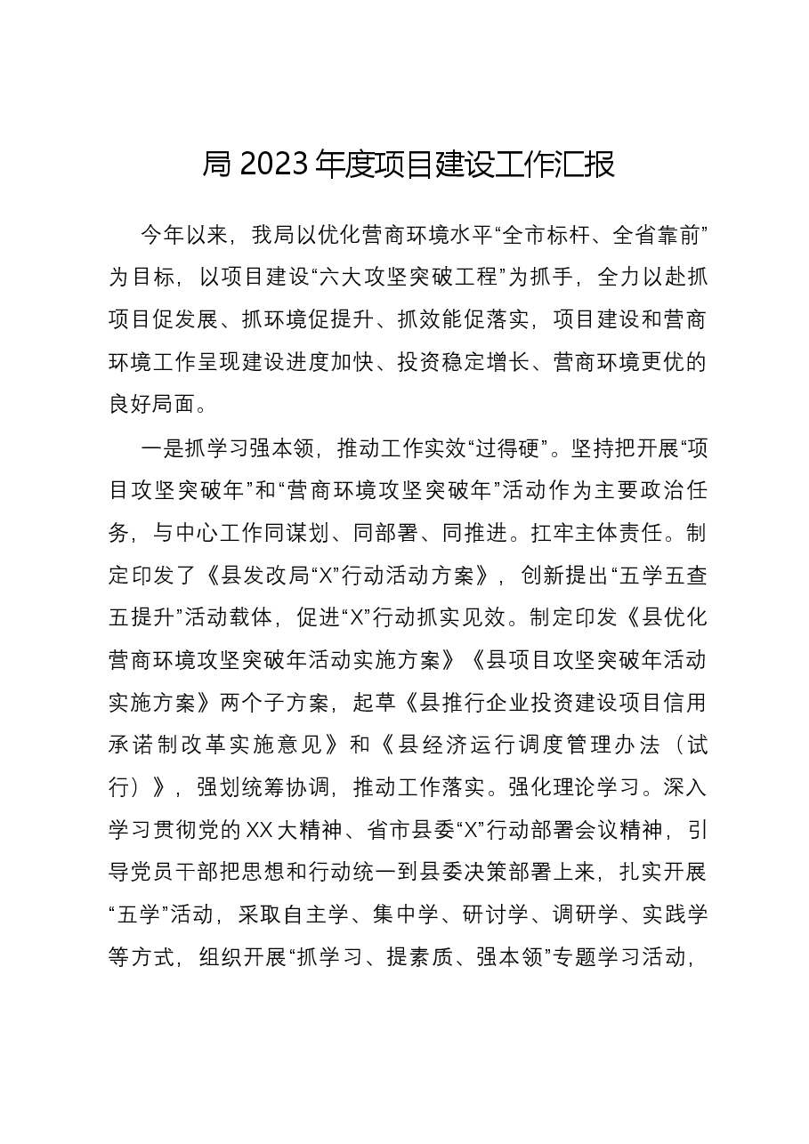 局2023年度项目建设工作汇报.docx,第1页预览