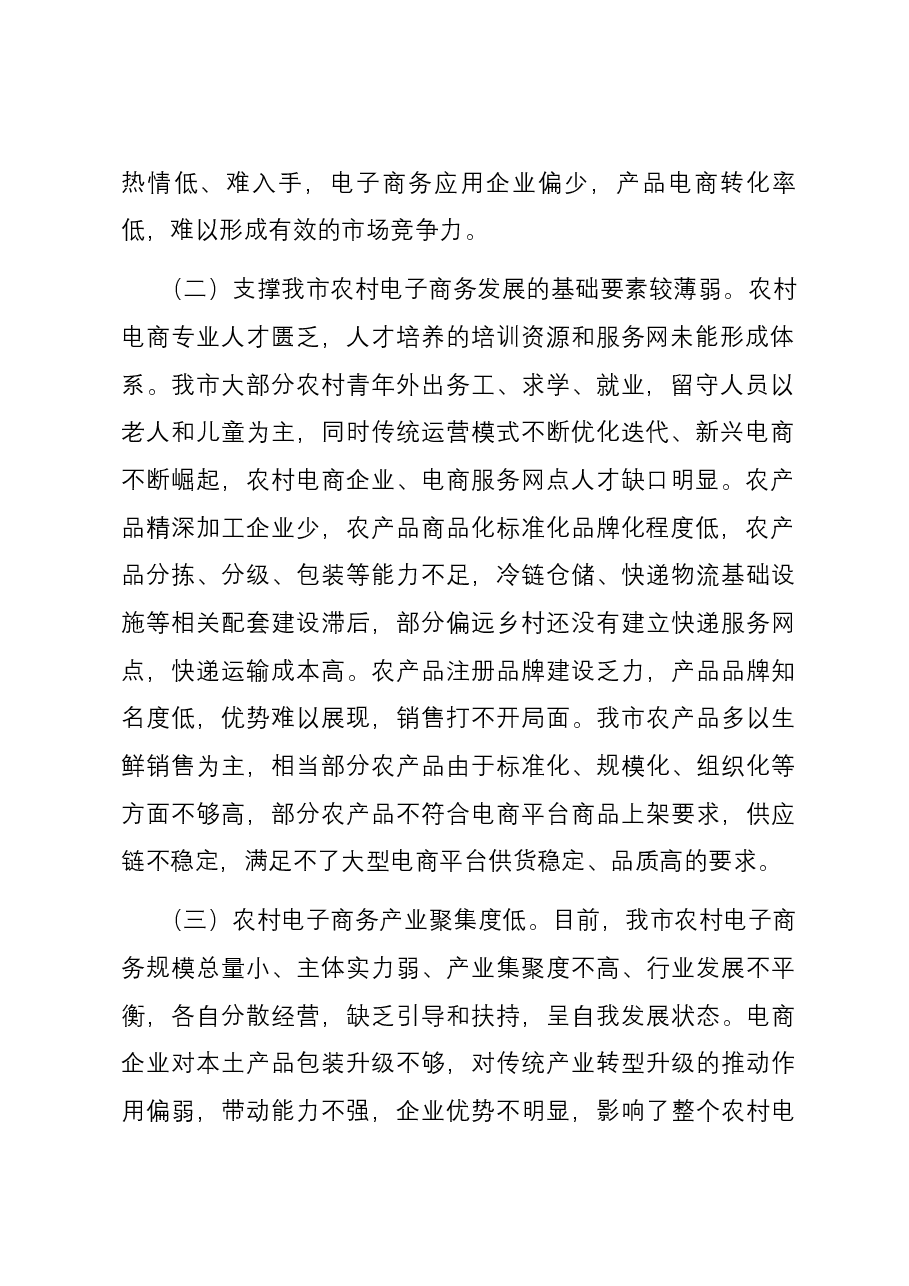 关于我市农村电子商务发展情况的调研报告.docx,第2页预览