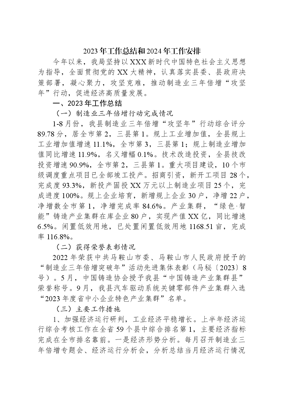 2023年工作总结和2024年工作安排02.docx,第1页预览