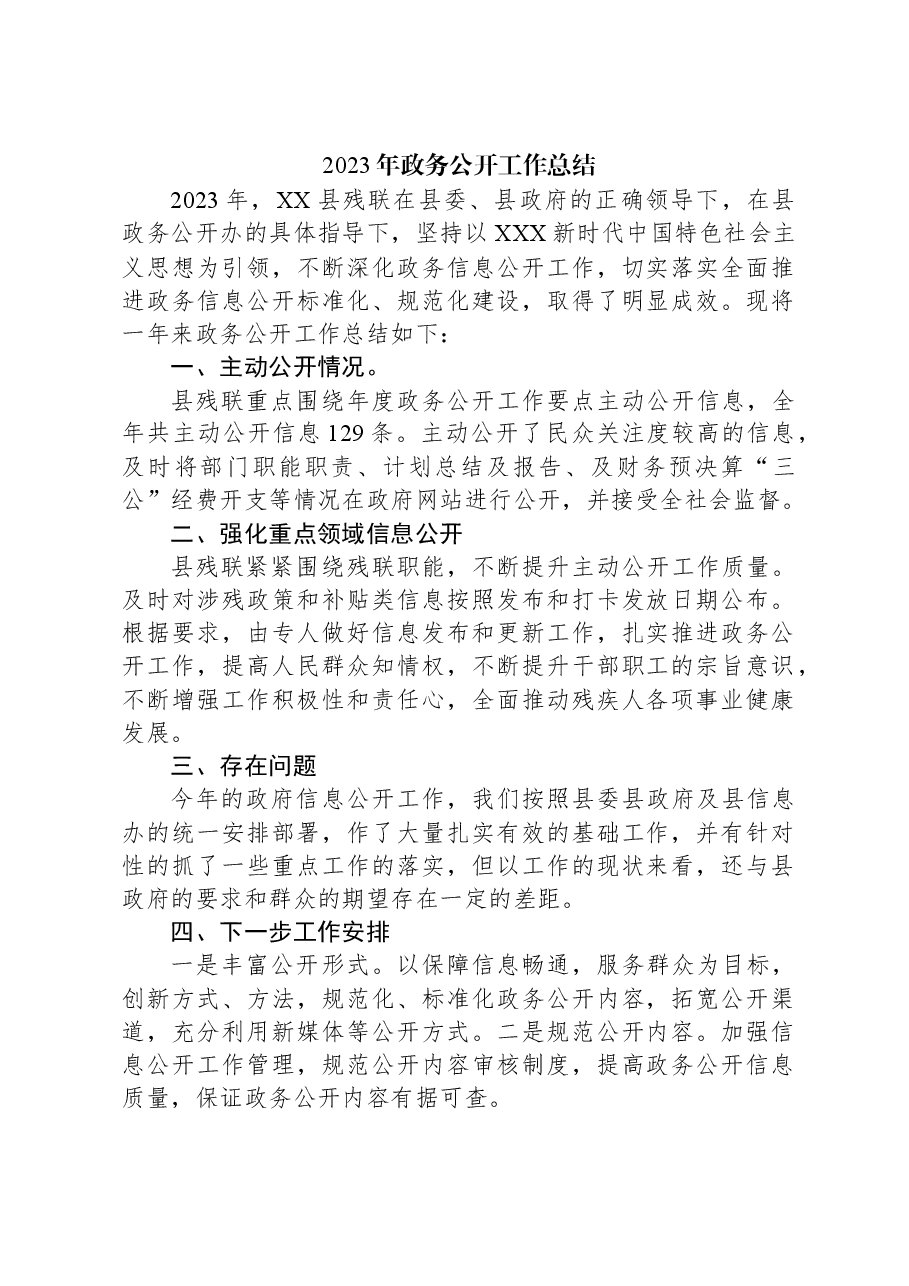2023年政务公开工作总结 .docx,第1页预览