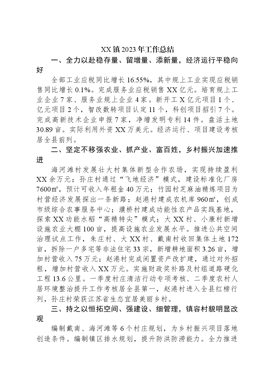 XX镇2023年工作总结(1).docx,第1页预览