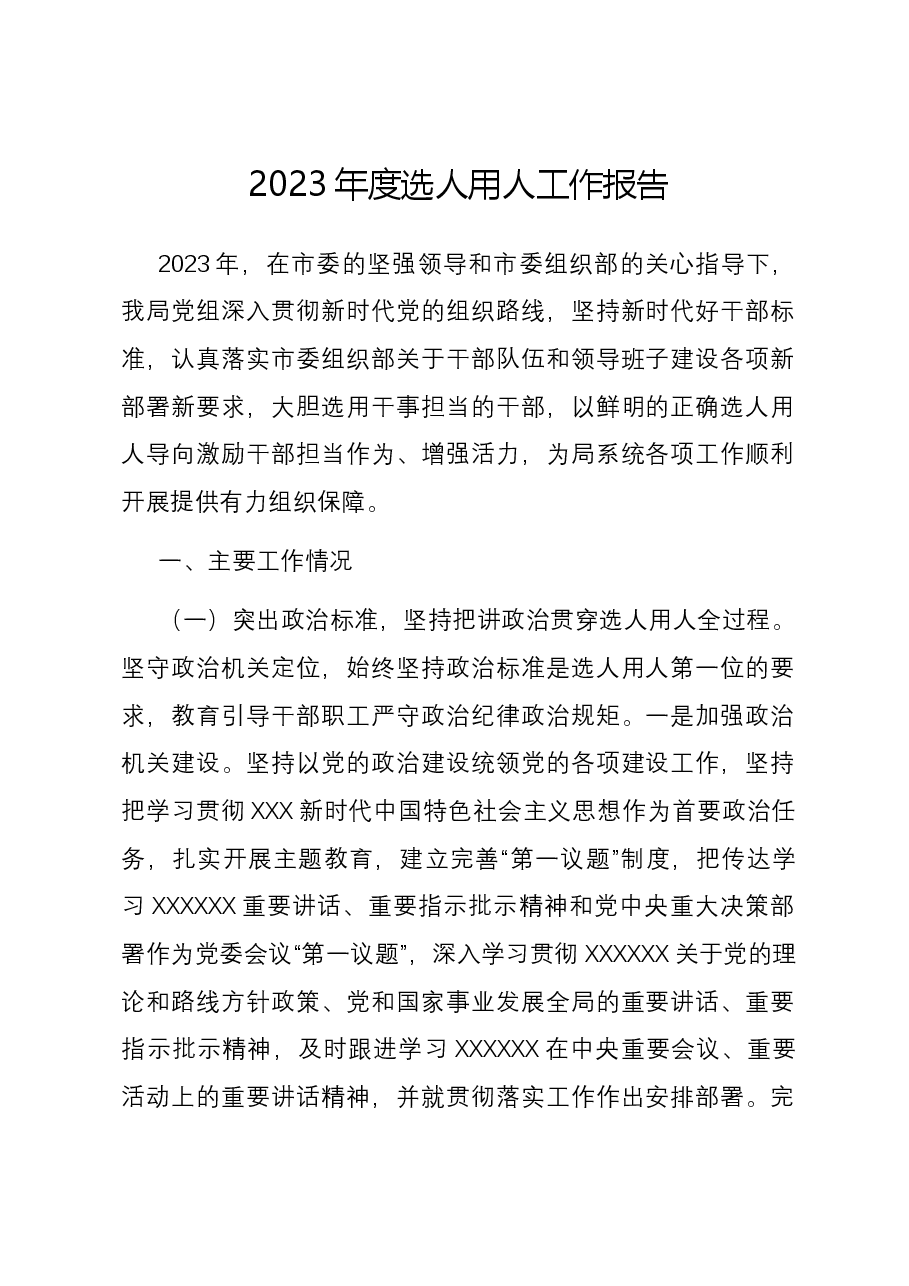 2023年度选人用人工作报告.docx,第1页预览