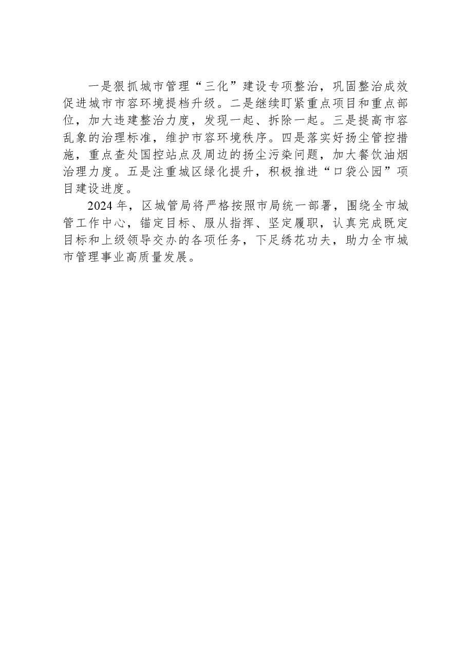 区城市管理局局长在全市城管系统总结交流大会上的发言.docx,第3页预览