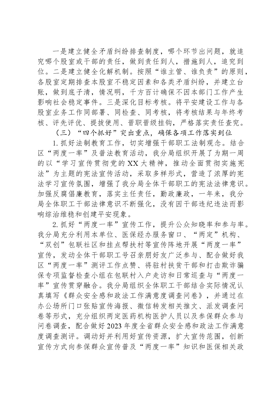 市医疗保障局2023年平安建设工作总结.docx,第2页预览