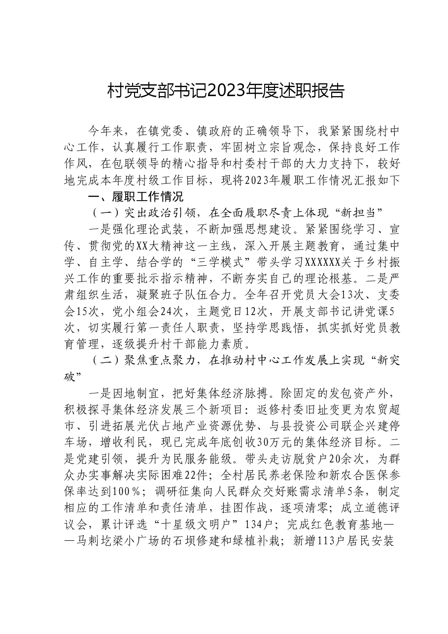 村党支部书记2023年度述职报告.doc,第1页预览